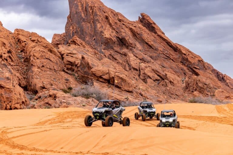Polaris RZR side-by-side on a desert trail in Moapa Valley